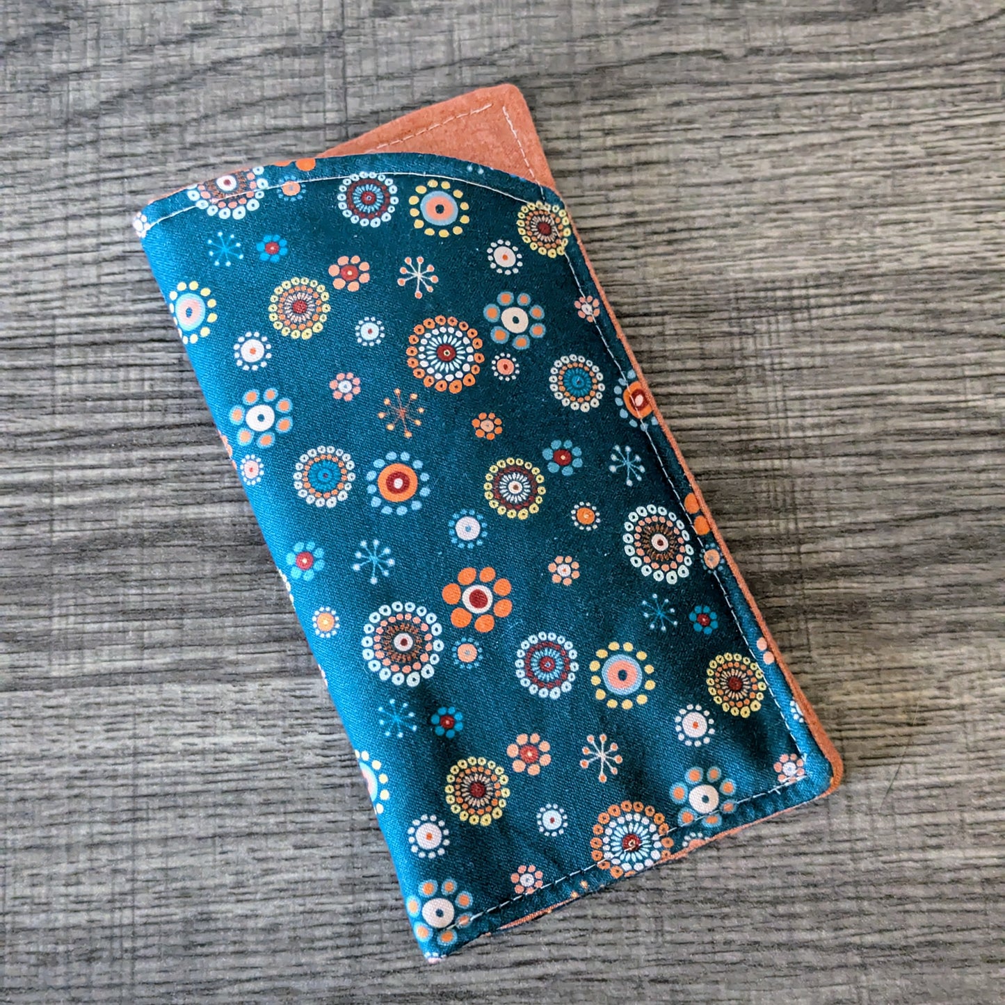 Teal Modern Floral Eyeglass Pouch