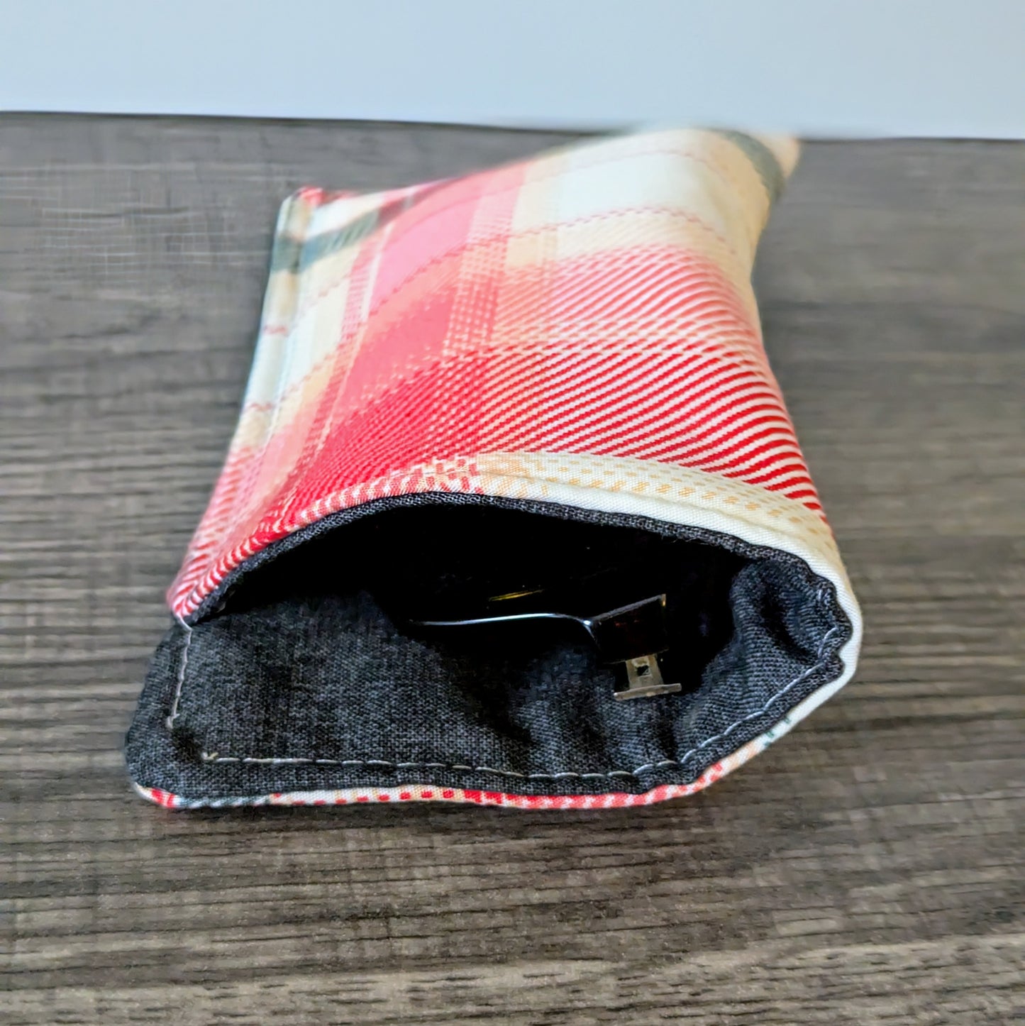 Pink Plaid Eyeglass Pouch