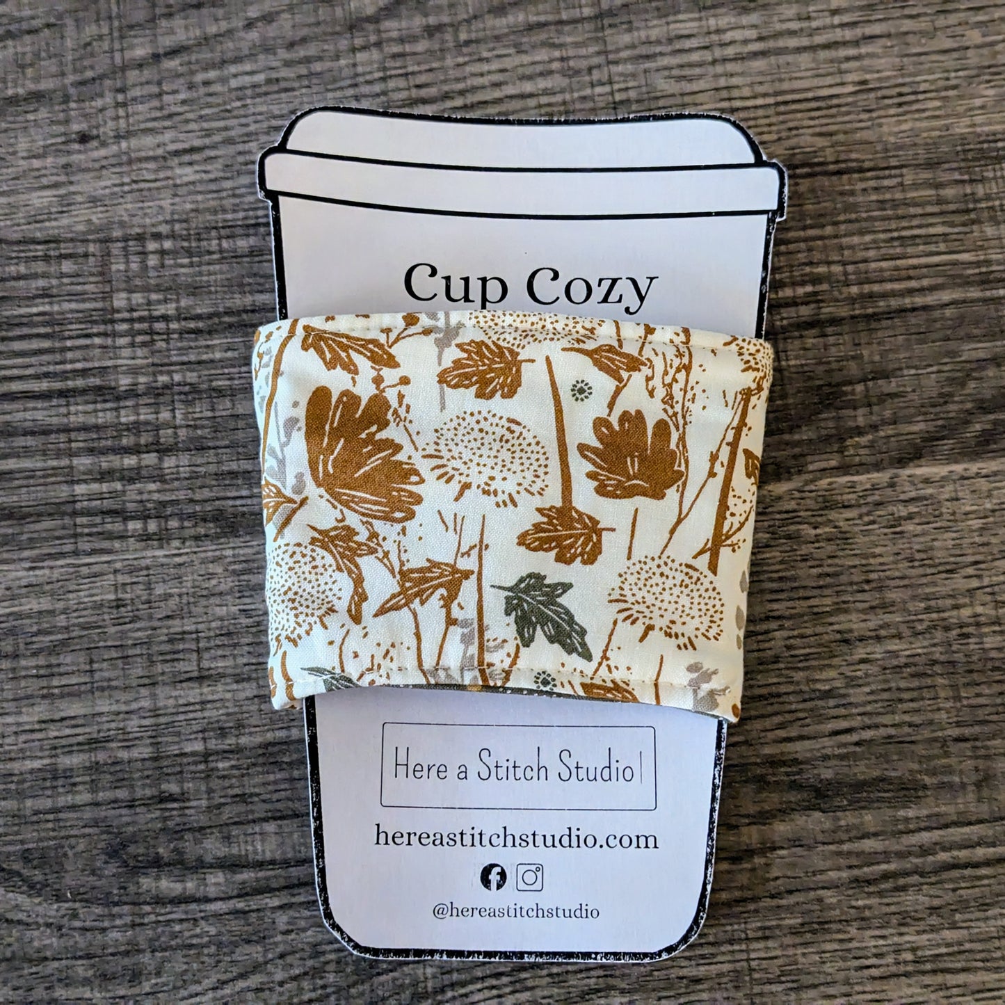 Cream Floral Cup Cozy