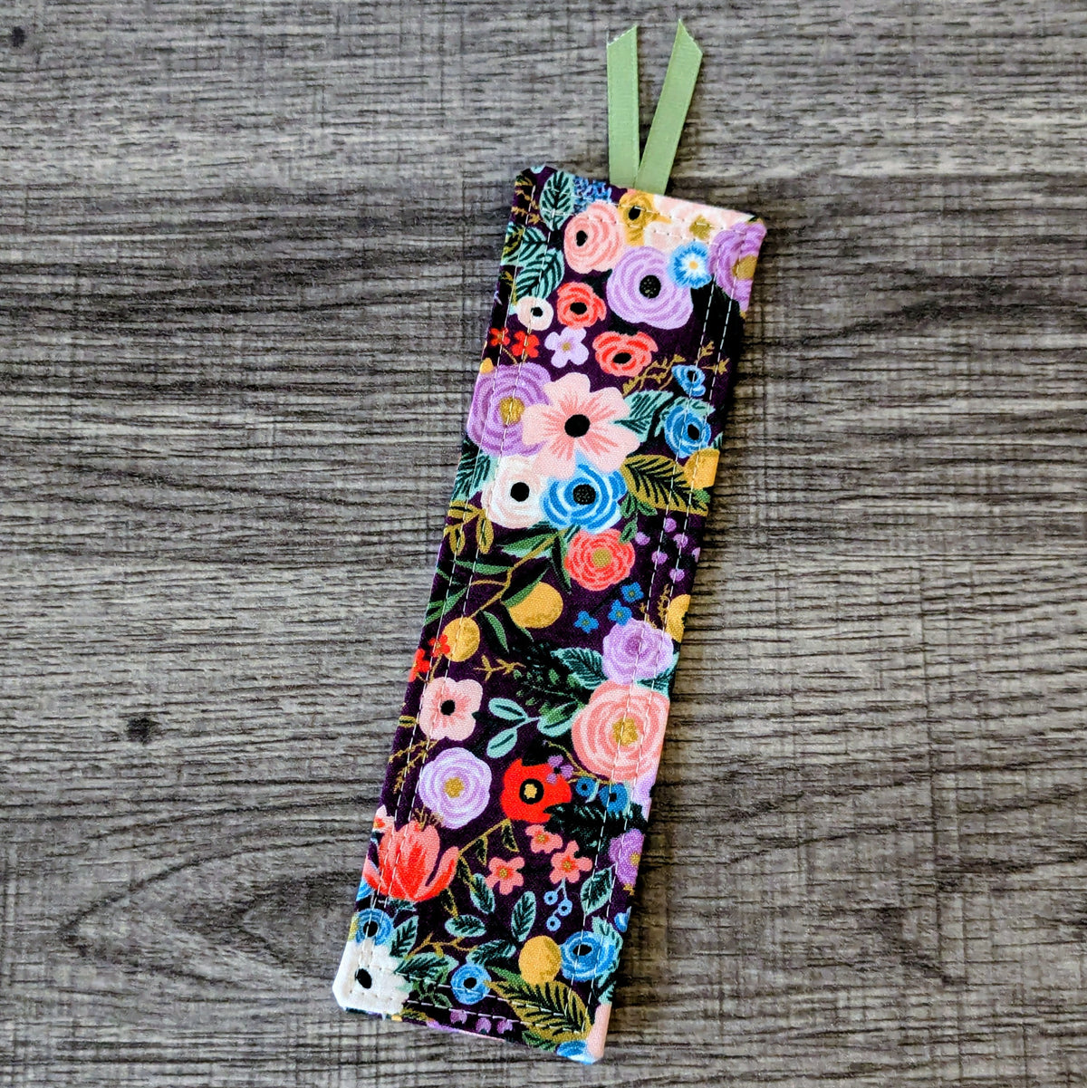 Burgundy Floral Cotton Bookmark