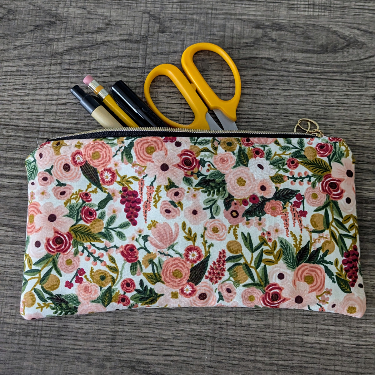 Garden Party Rose Cotton Zipper Pouch