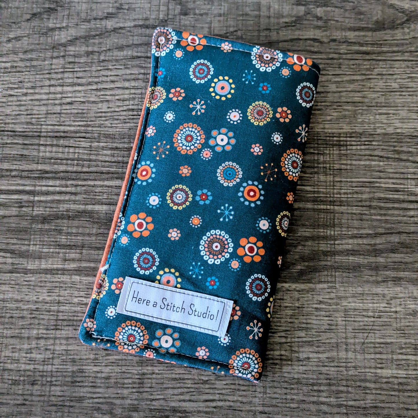 Teal Modern Floral Eyeglass Pouch