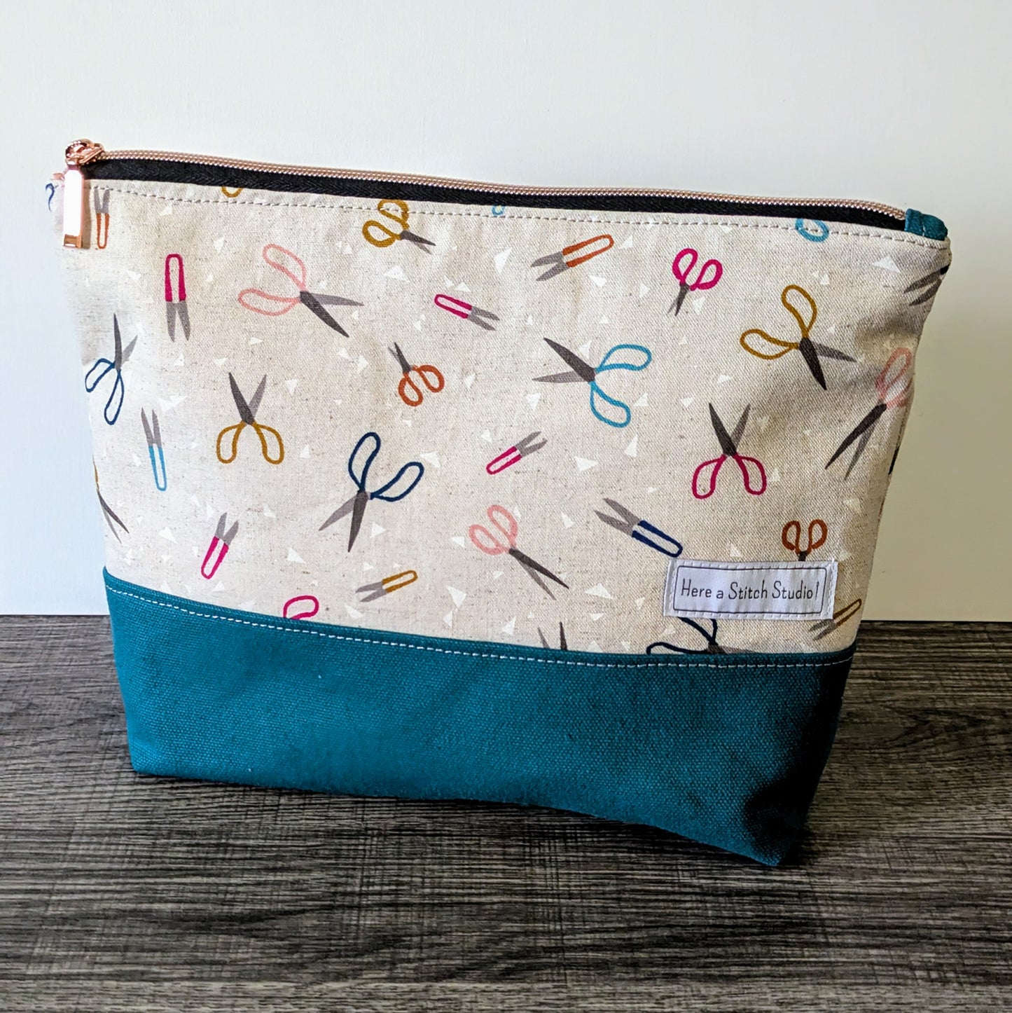 XL Scissor Print Canvas Makeup Bag