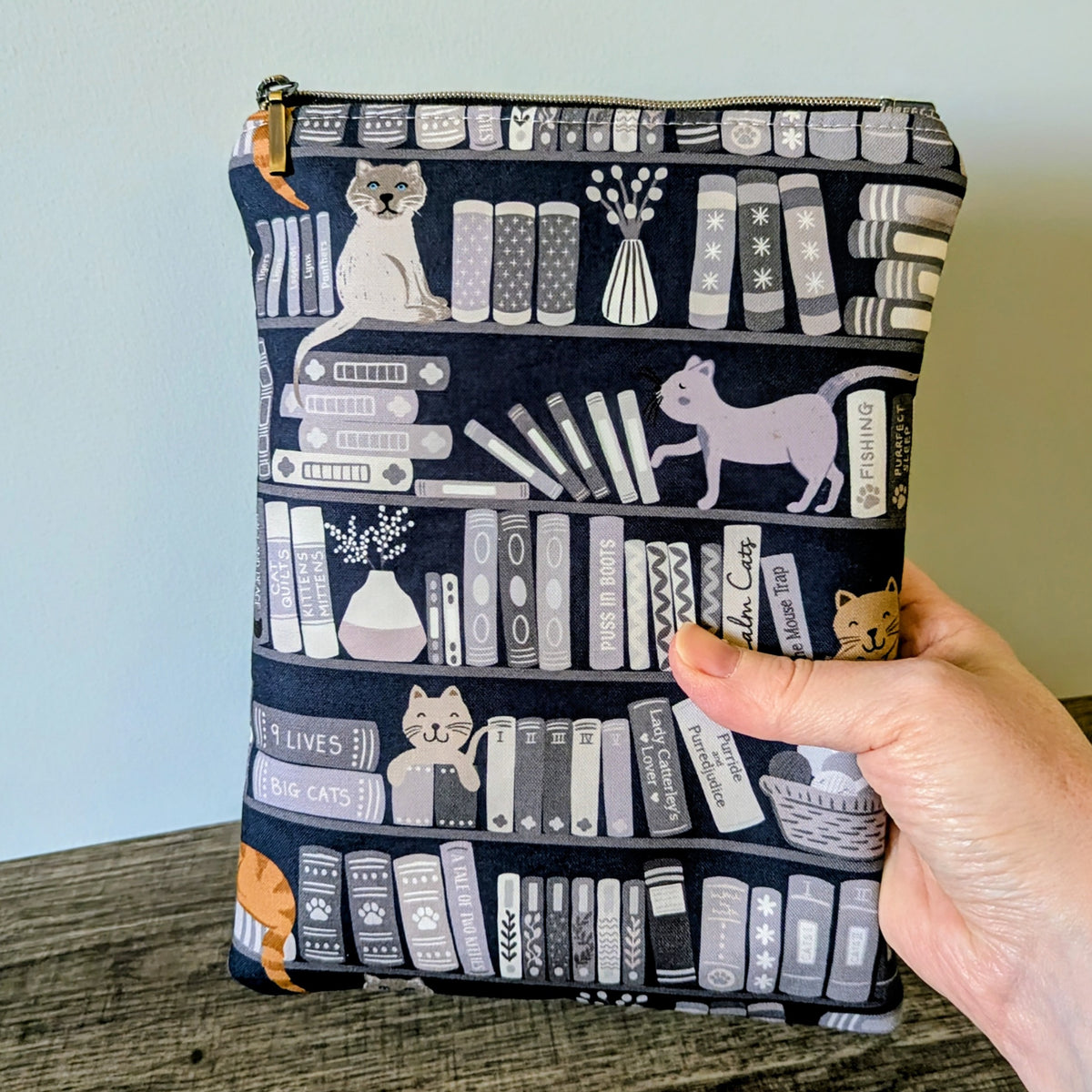 Bookshelf Cats Cotton Book Sleeve