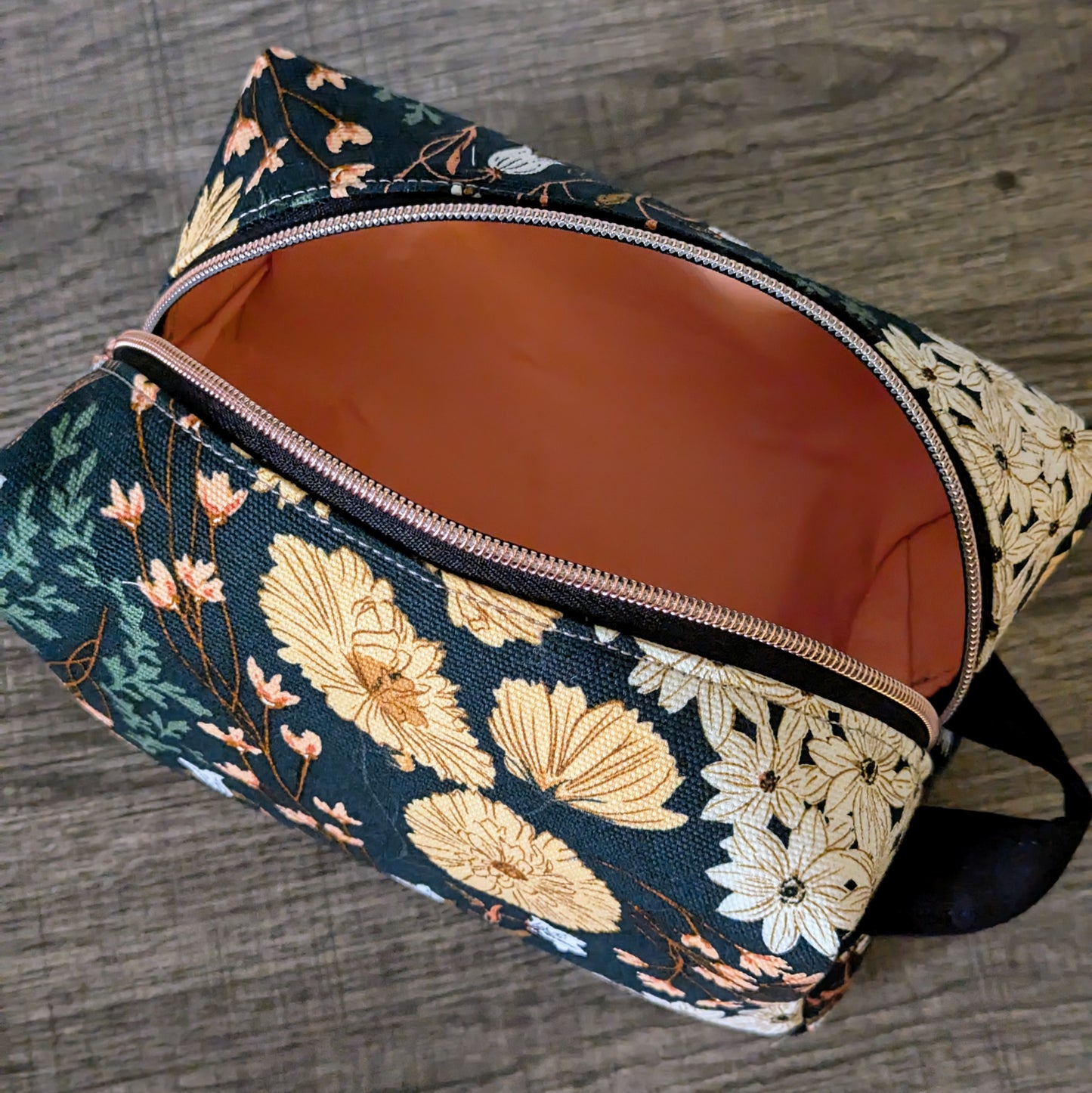 Floral Dark Canvas Boxy Bag