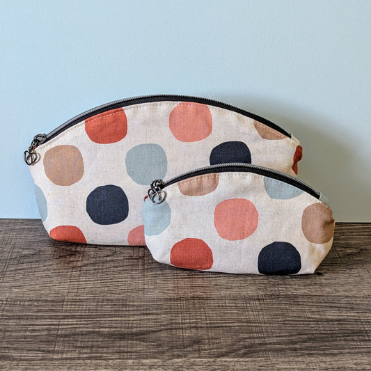 Polka Dot Canvas Makeup Bag