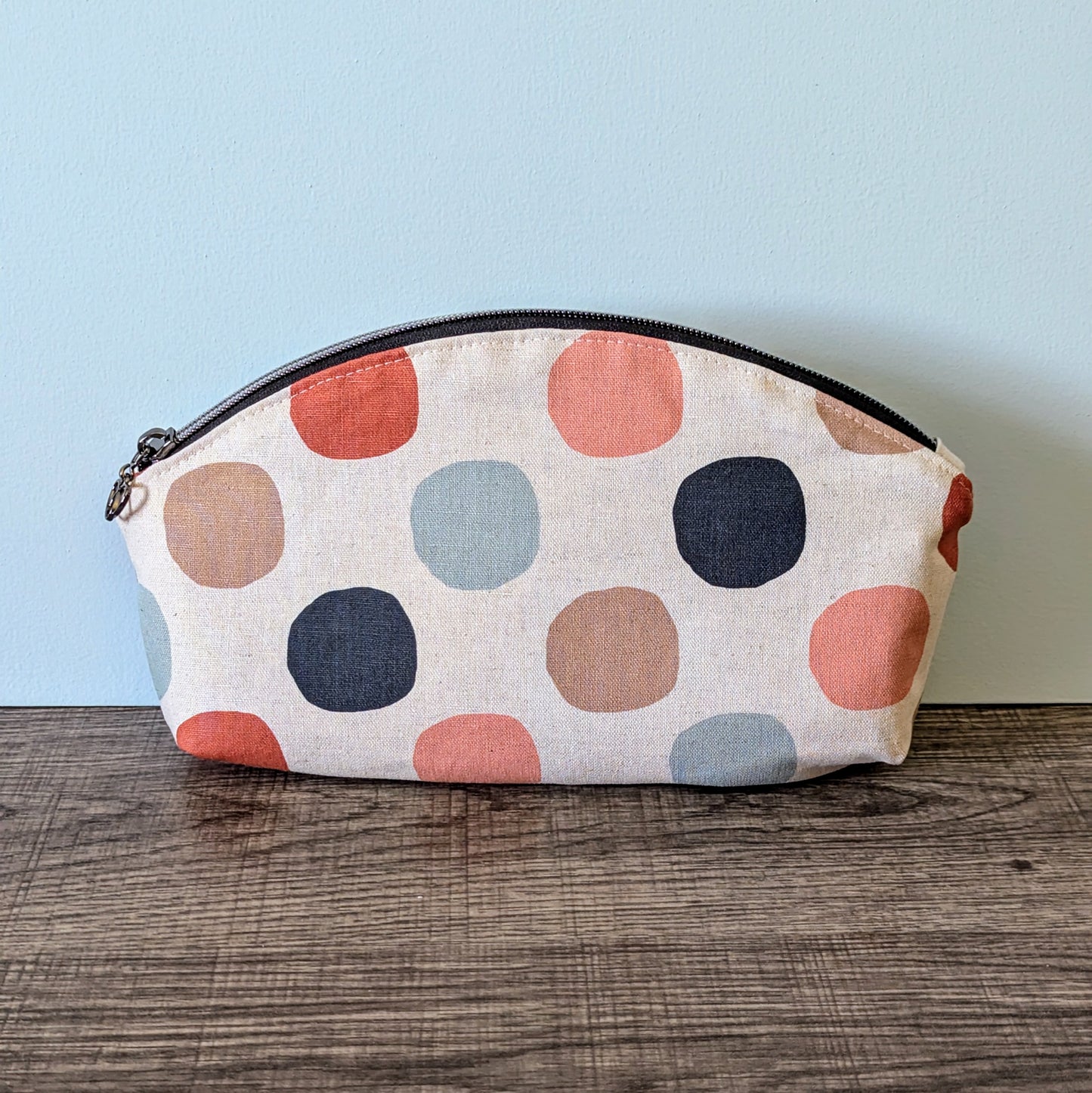 Polka Dot Canvas Makeup Bag