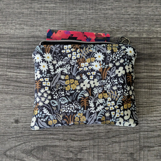 Dark Grey Floral Card Pouch