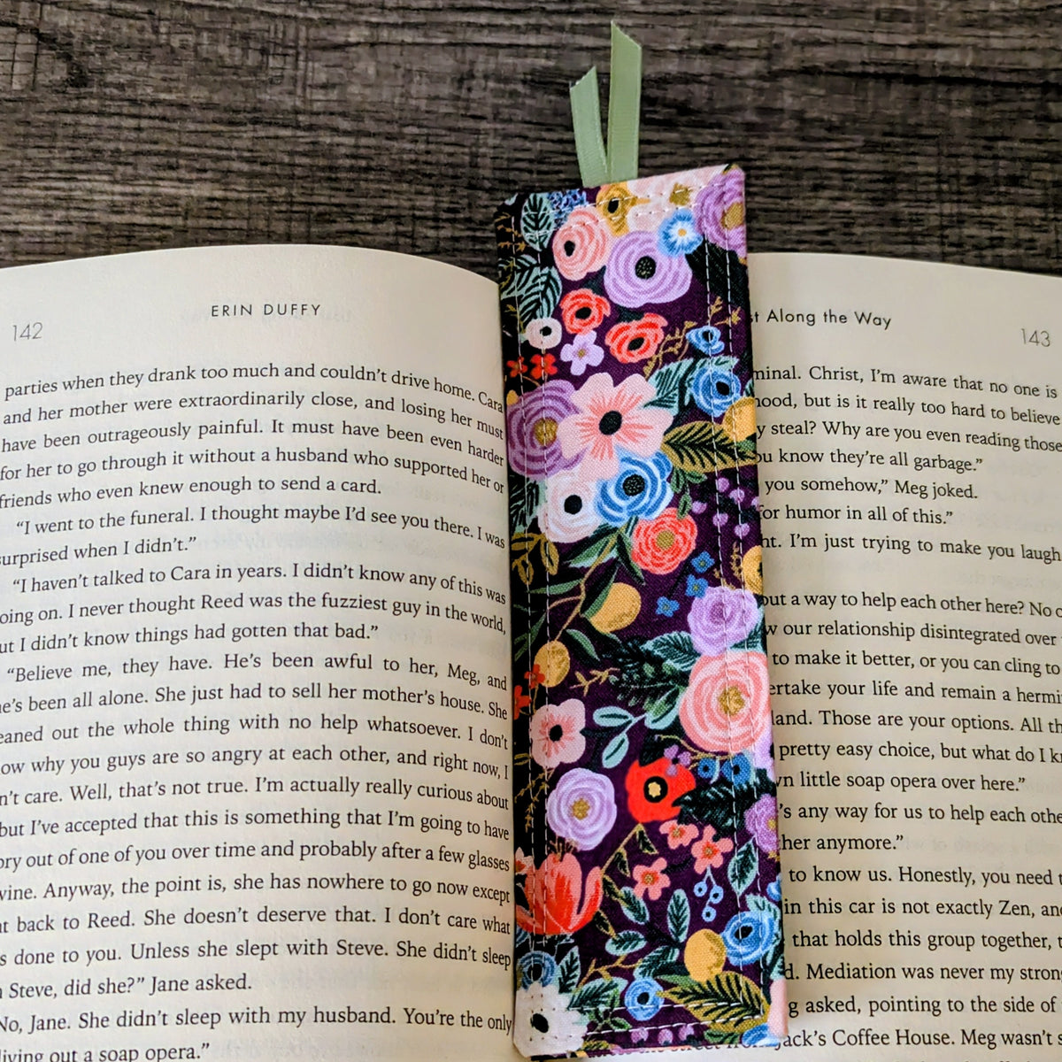 Burgundy Floral Cotton Bookmark