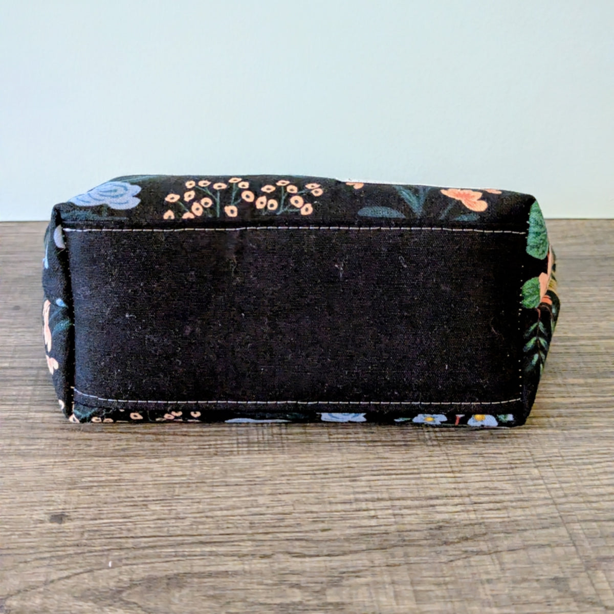 Black Meadow Floral Canvas Zipper Pouch