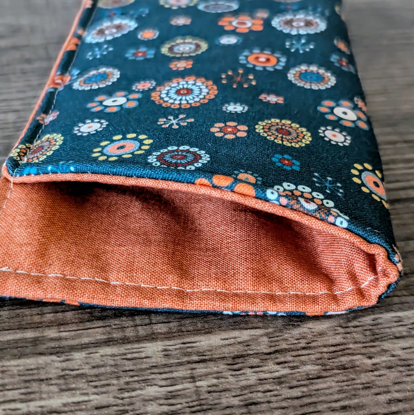 Teal Modern Floral Eyeglass Pouch