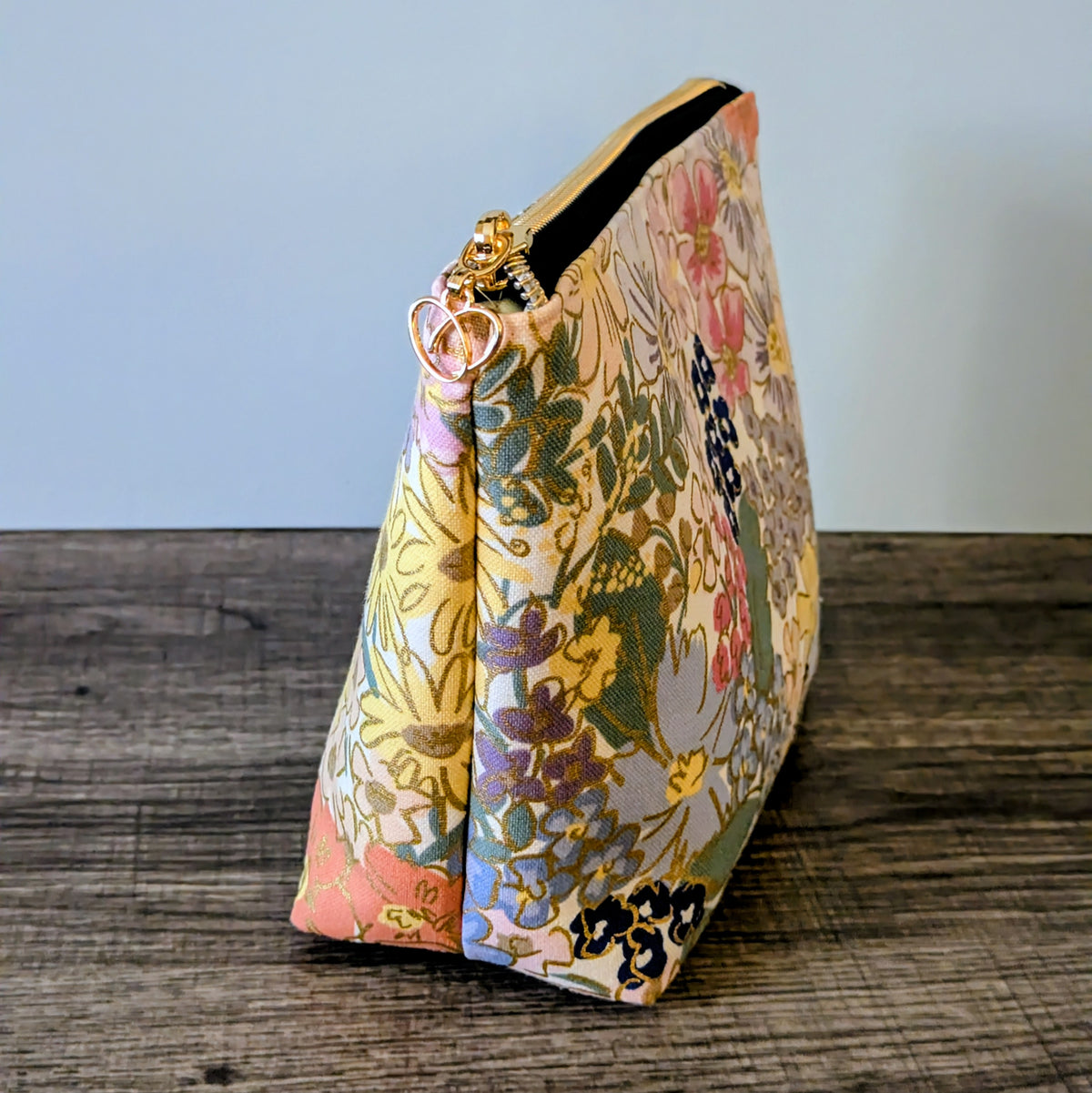 Blush Floral Canvas Zipper Pouch
