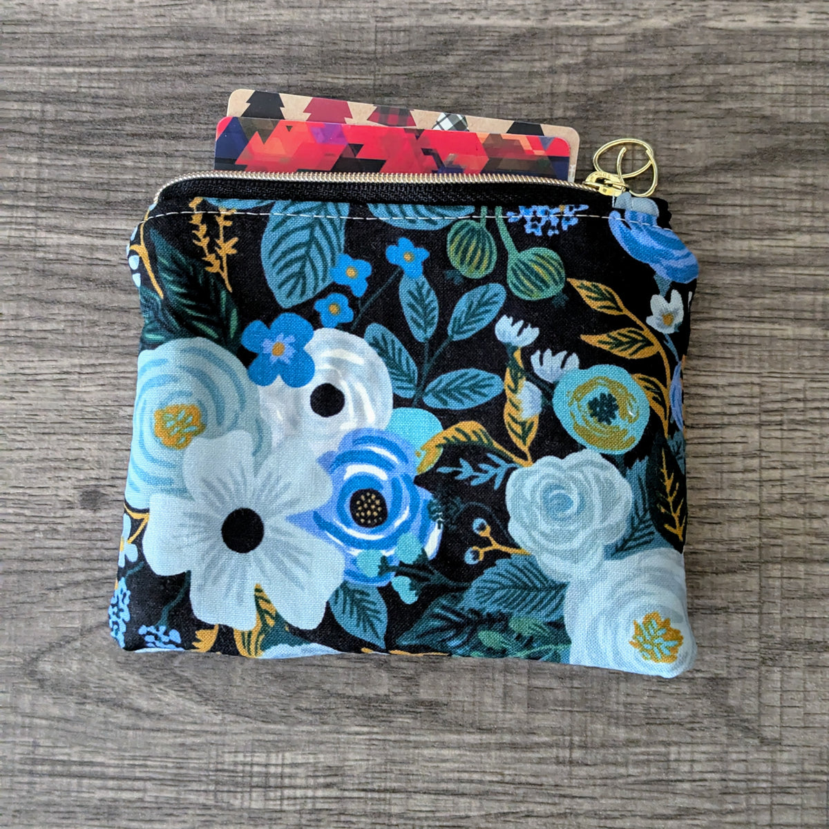 Dark Blue Floral Card Pouch