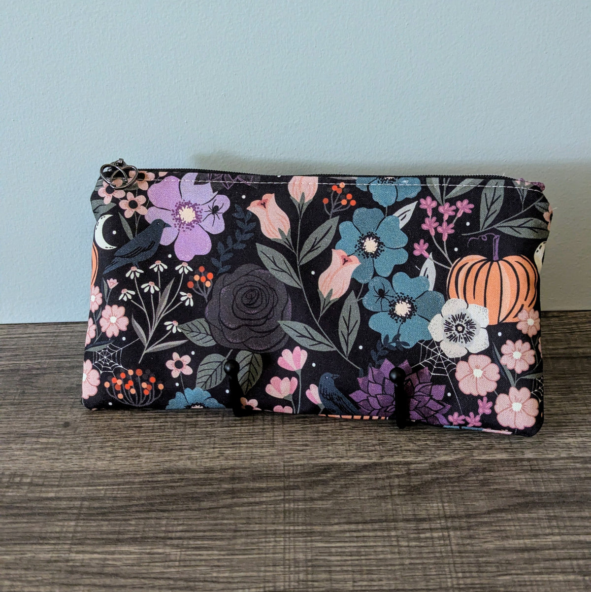 Gothic Floral Cotton Zipper Pouch
