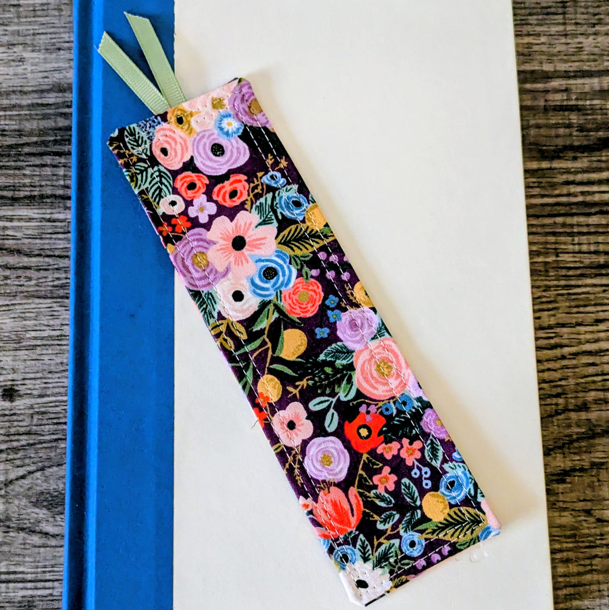 Burgundy Floral Cotton Bookmark