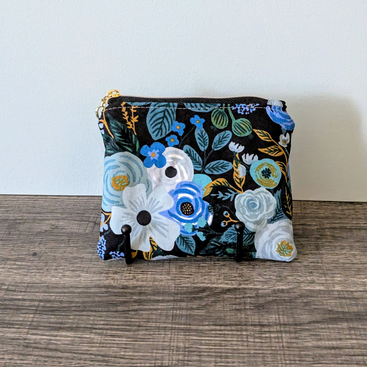 Dark Blue Floral Card Pouch