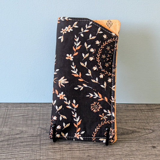 Black Floral Floral Eyeglass Pouch