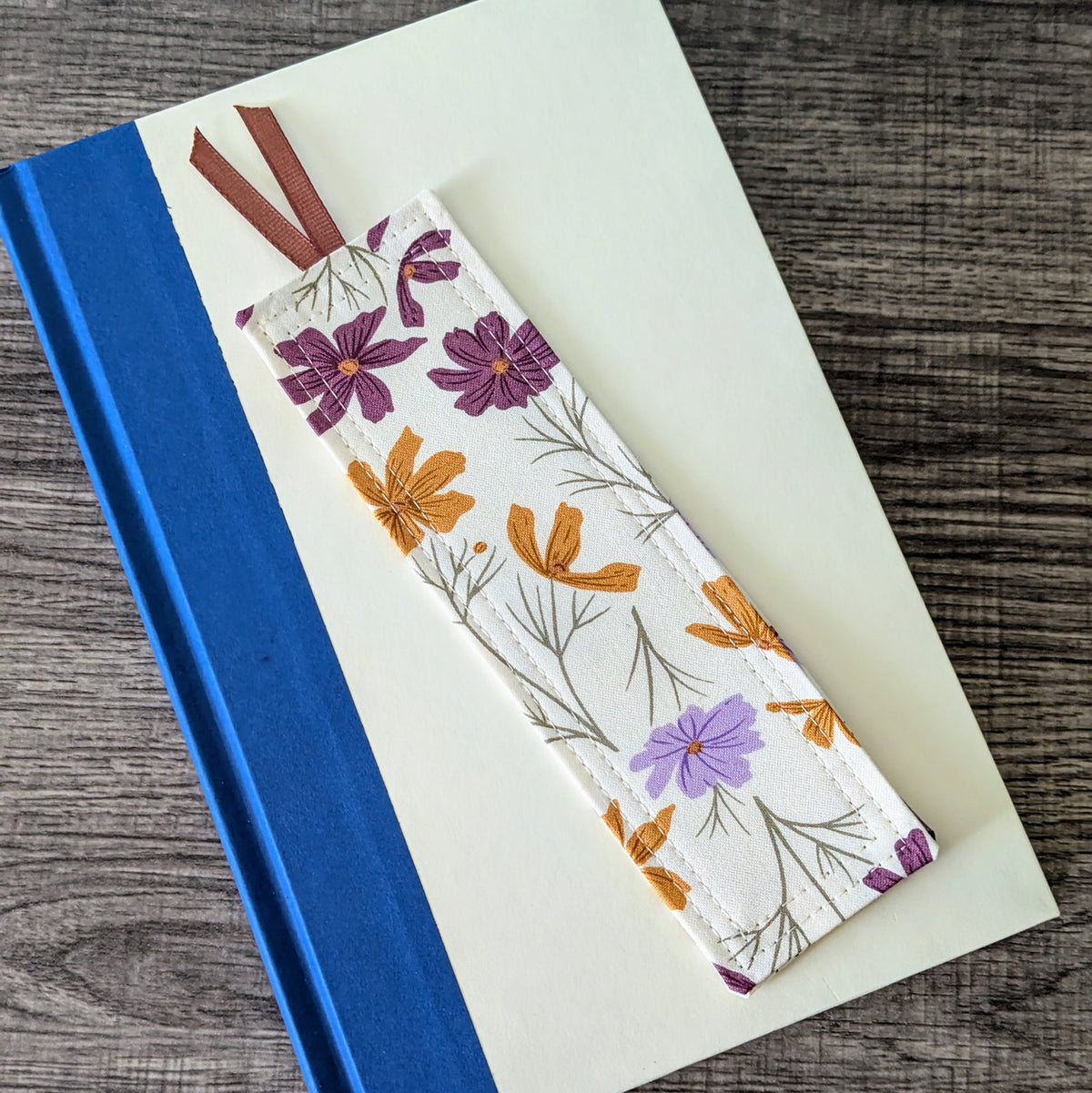 Purple Orange Floral Cotton Bookmark