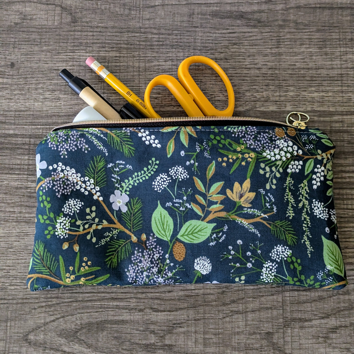 Juniper Green Cotton Zipper Pouch