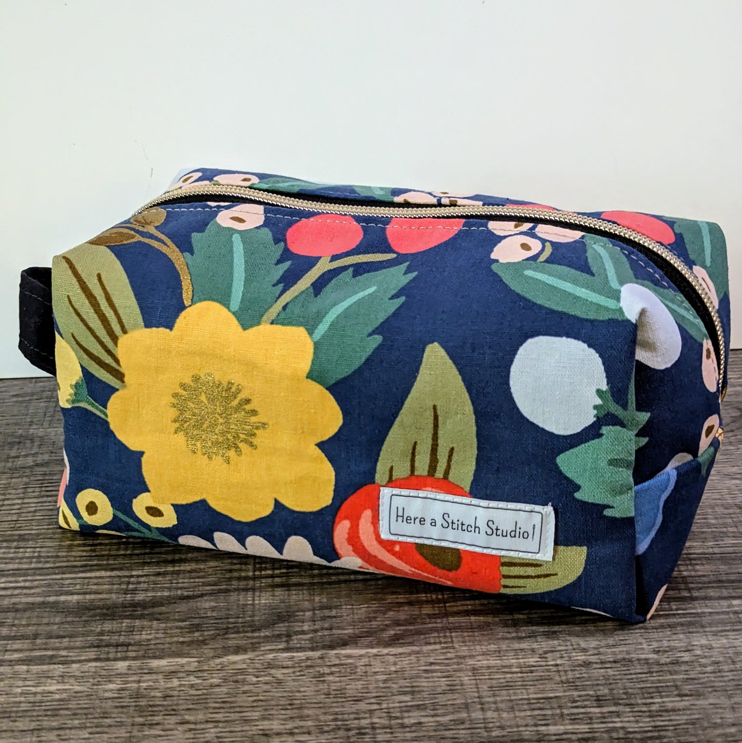 Blue Floral Canvas Boxy Bag