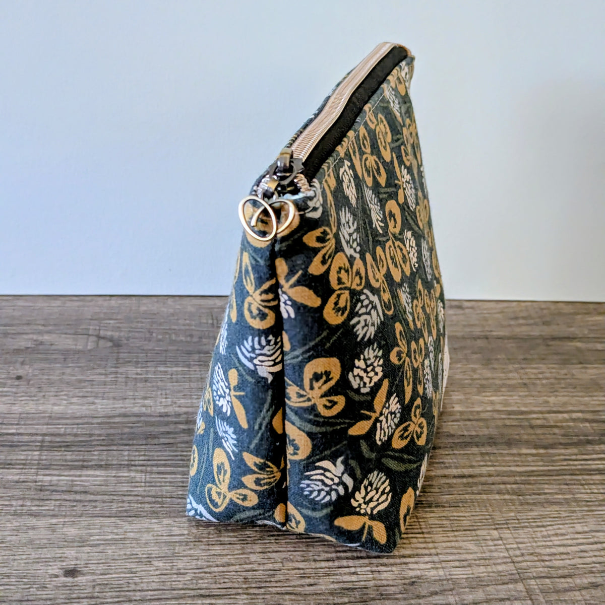 Denim Blue Linen Canvas Zipper Pouch