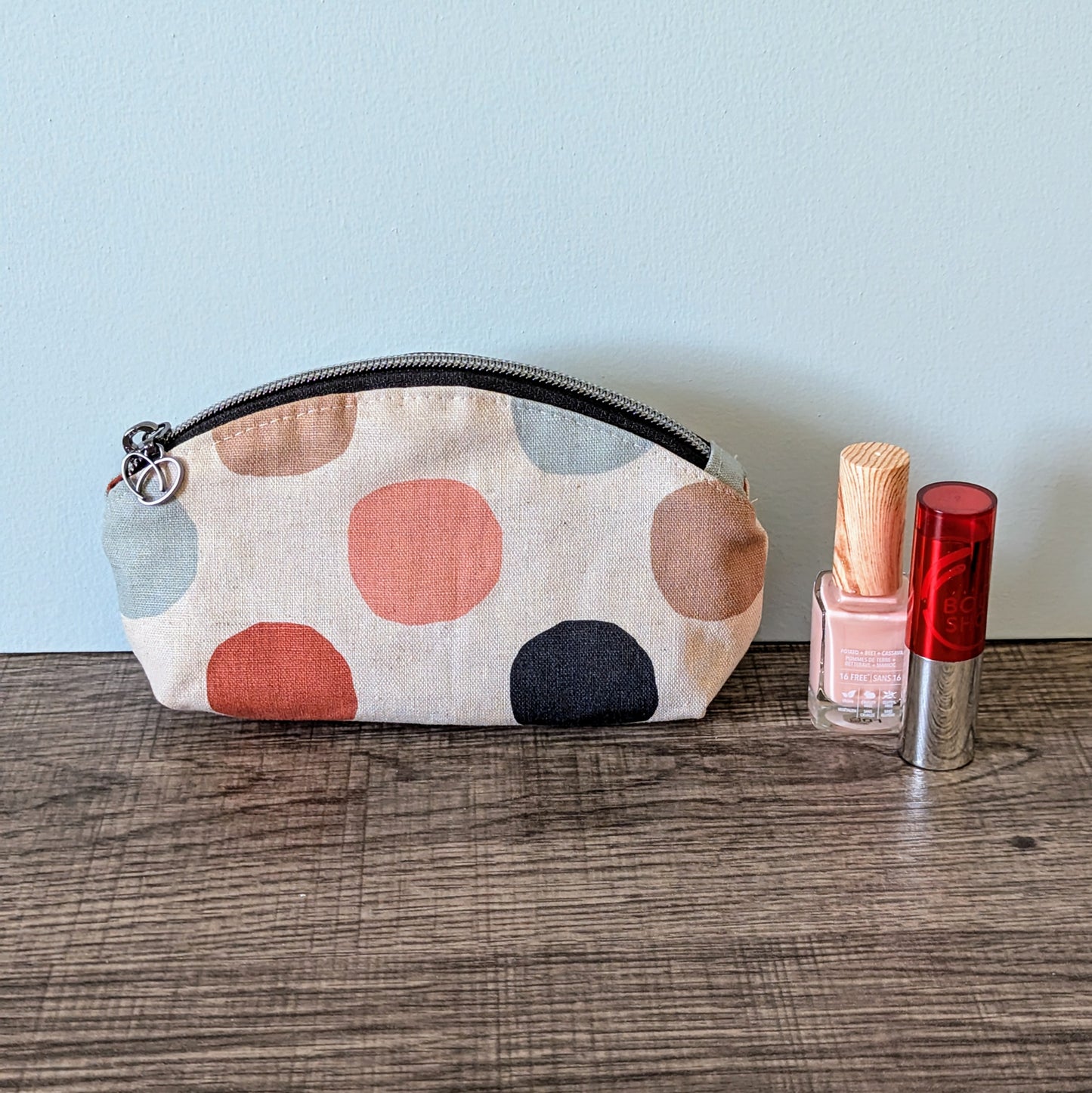 Polka Dot Canvas Makeup Bag