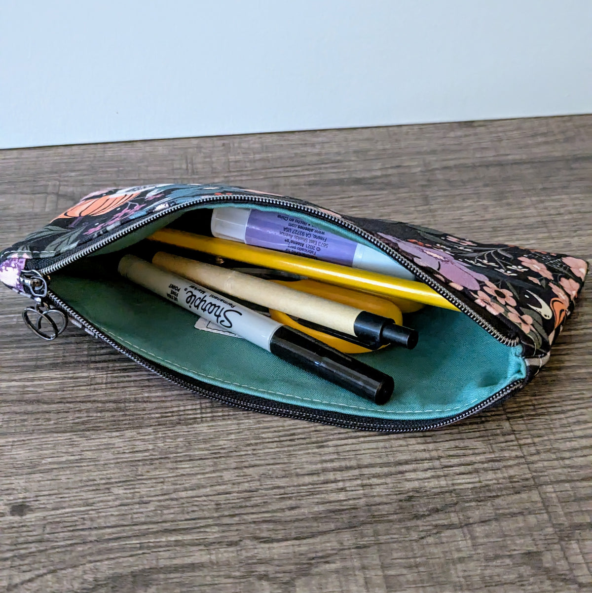 Gothic Floral Cotton Zipper Pouch