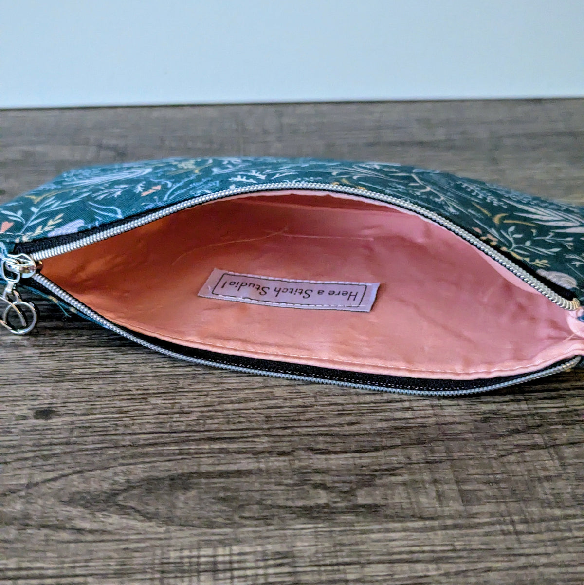 Teal Seaweed Pencil Case Zipper Pouch