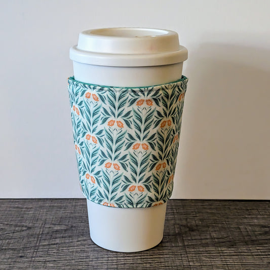 Turquoise Floral Cup Cozy