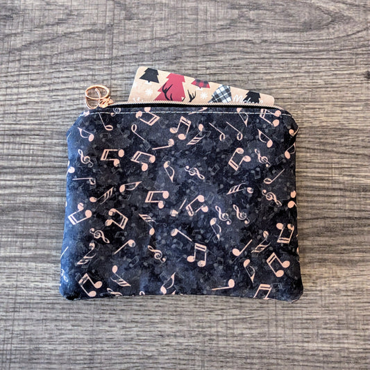 Black Music Note Card Pouch