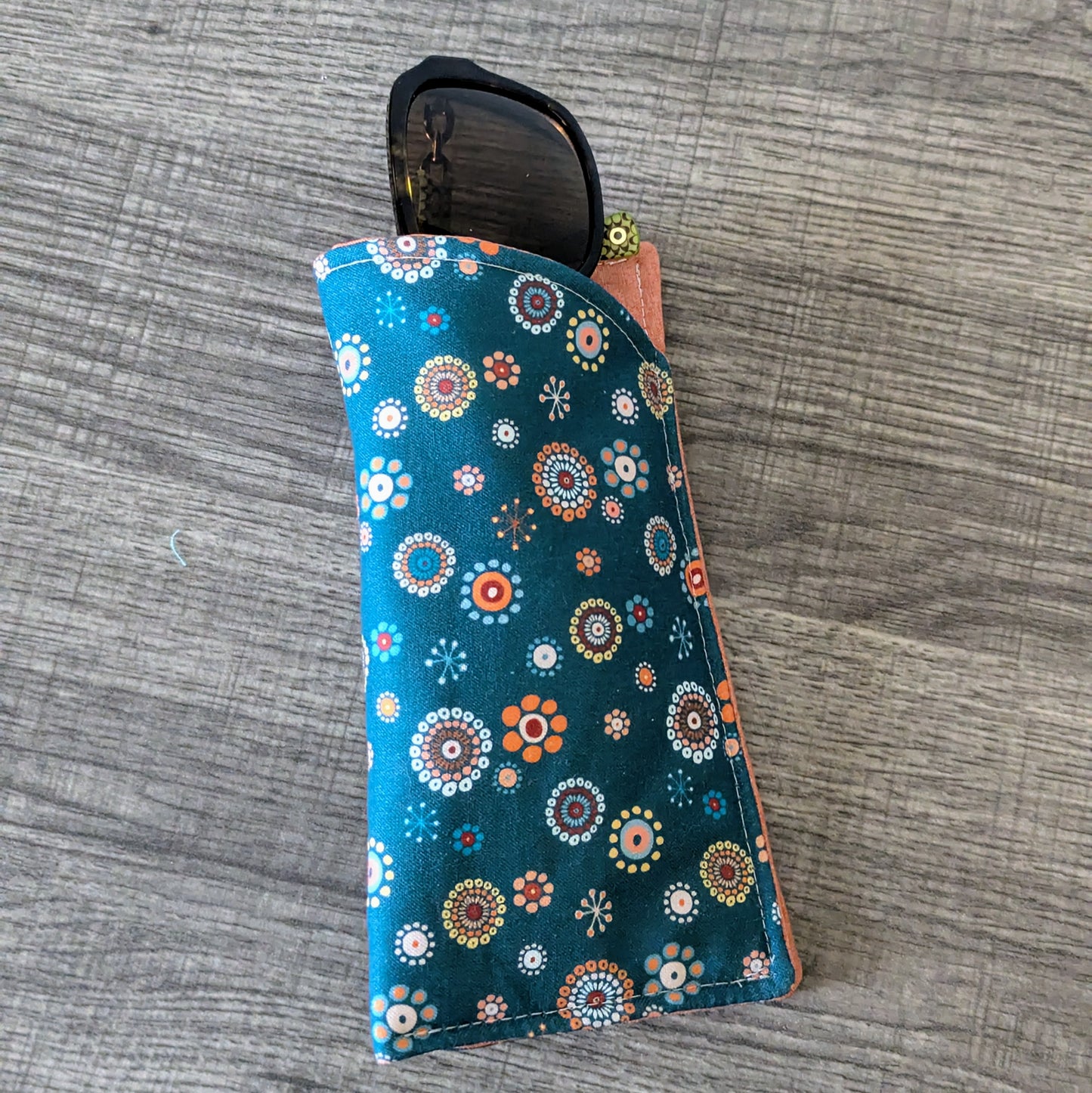 Teal Modern Floral Eyeglass Pouch