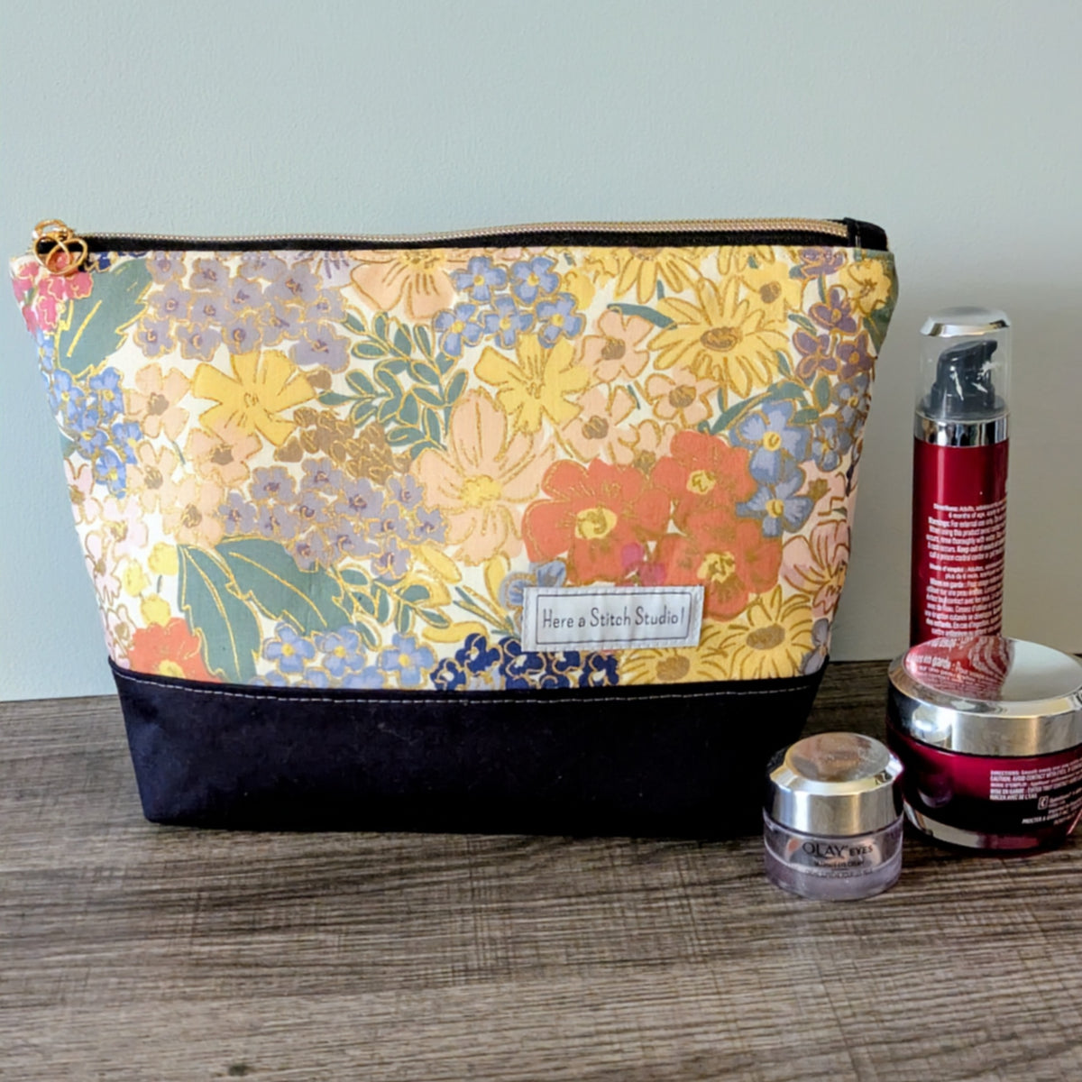 Blush Floral Canvas Zipper Pouch