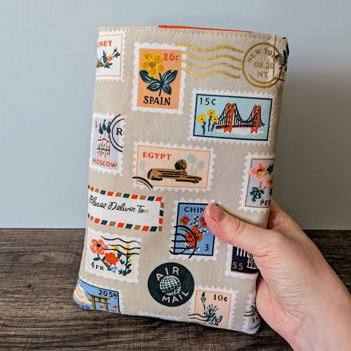 Postage Stamp Canvas Book Sleeve