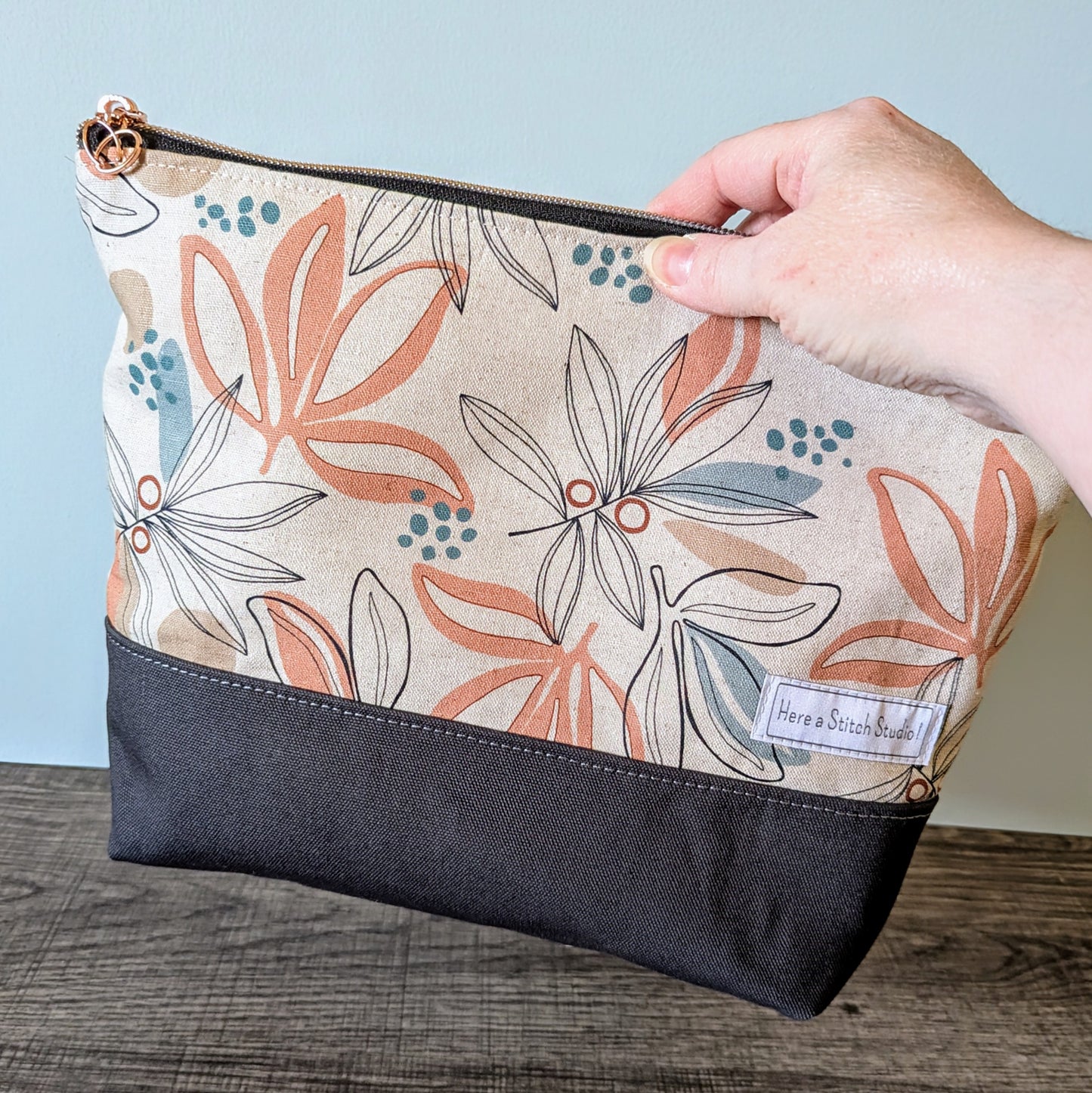 XL Palm Leaf Canvas Makeup Bag