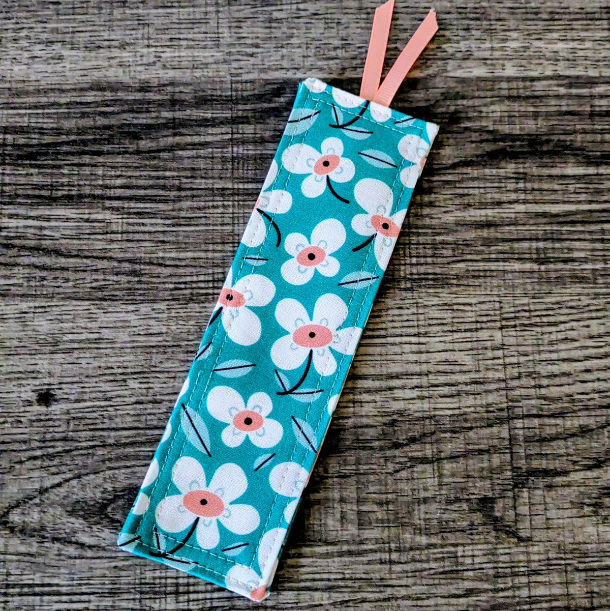 Turquoise Daisy Floral Cotton Bookmark