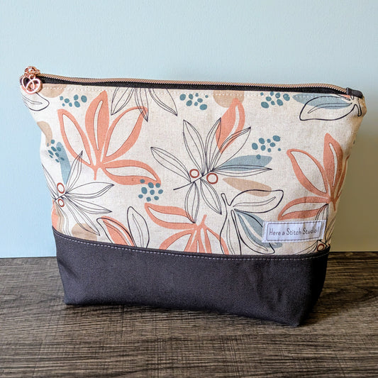 XL Palm Leaf Canvas Makeup Bag