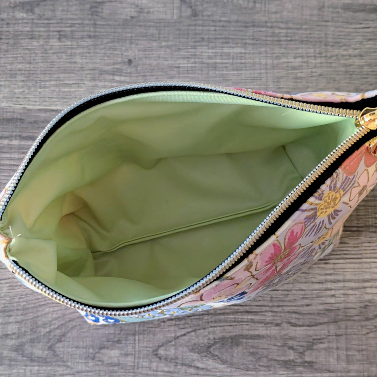 Blush Floral Canvas Zipper Pouch