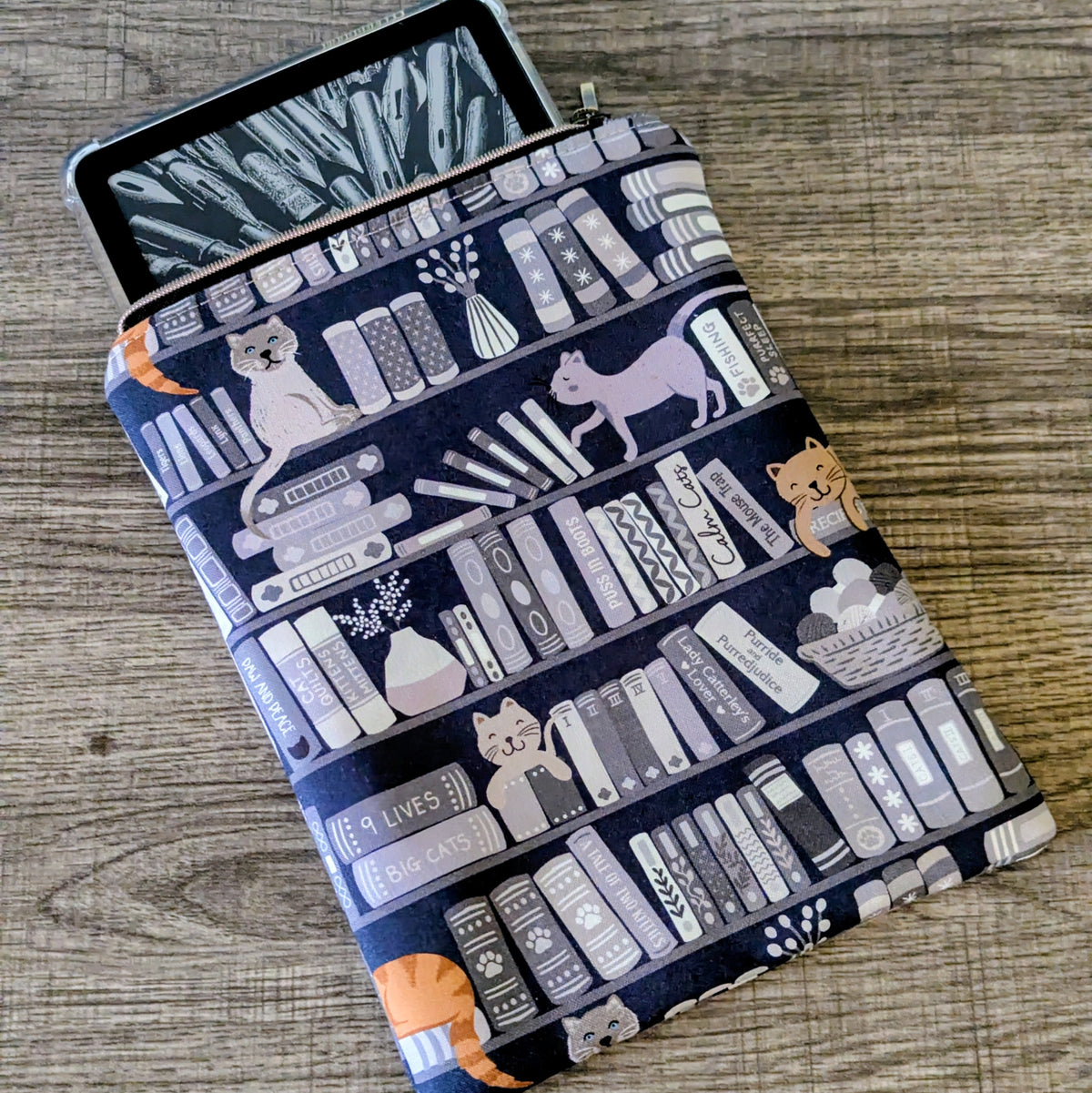 Bookshelf Cats Cotton Book Sleeve