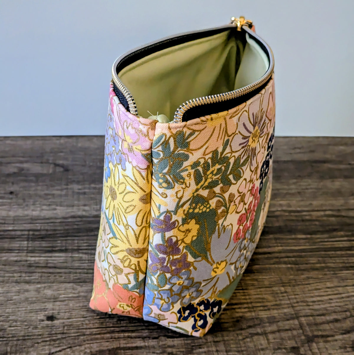 Blush Floral Canvas Zipper Pouch
