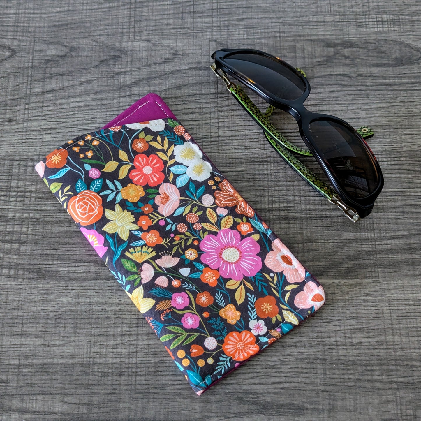 Bright Floral Floral Eyeglass Pouch