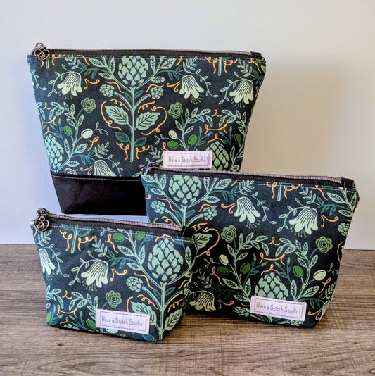 Hunter Green Canvas Zipper Pouch